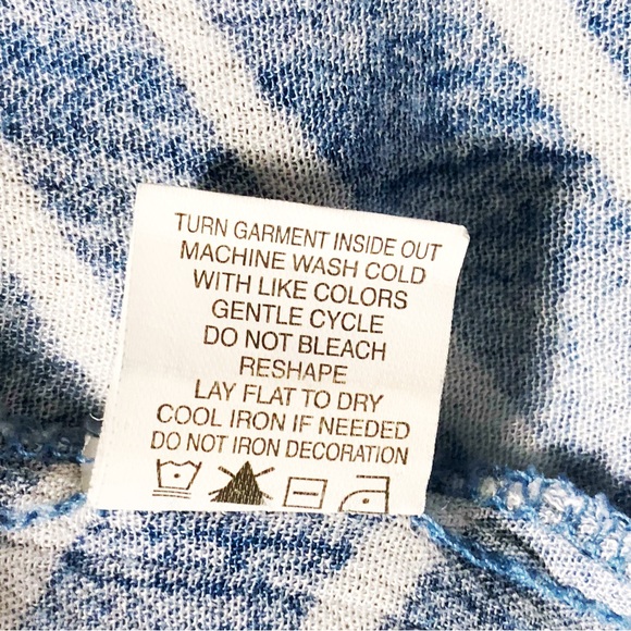 Love On A Hanger Blue Chevron Hi Lo Crocheted Cap Sleeve Blouse Plus Size 2X - Picture 13 of 13